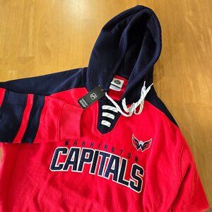 Washington Capitals NHL Men's Pullover Hoodie Embroidered Red Blue Size XL NEW